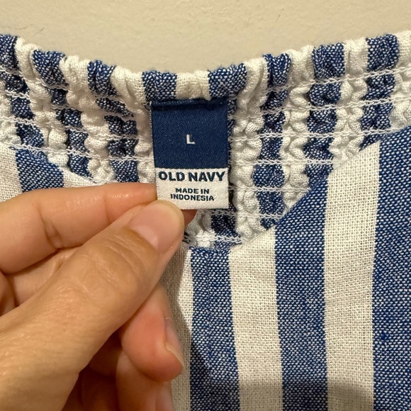 OLD NAVY Fit & Flare Linen-Blend Midi Dress Striped Coastal Preppy Size Large - Picture 10 of 12